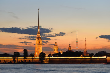 Peter and Paul fortress view from the Palace embankment of the Neva