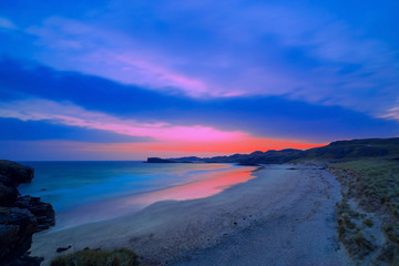 Colorful night landscape of famous Oldshoremore beach in Norther