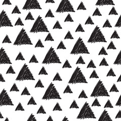 Seamless pattern with hand drawn triangles. Seamless pattern can