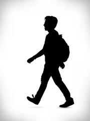 Black silhouette of a man isolated on a white background