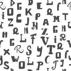 Seamless pattern with letters. Hand drawn alphabet