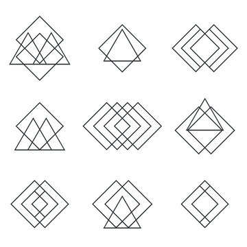 Set of geometric shapes triangles, lines for your design. Trendy