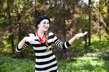 Emotional Mime on the park background