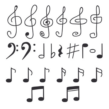 Set of hand drawn music notes