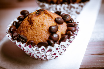 neapolitan pastry on coffee beans background