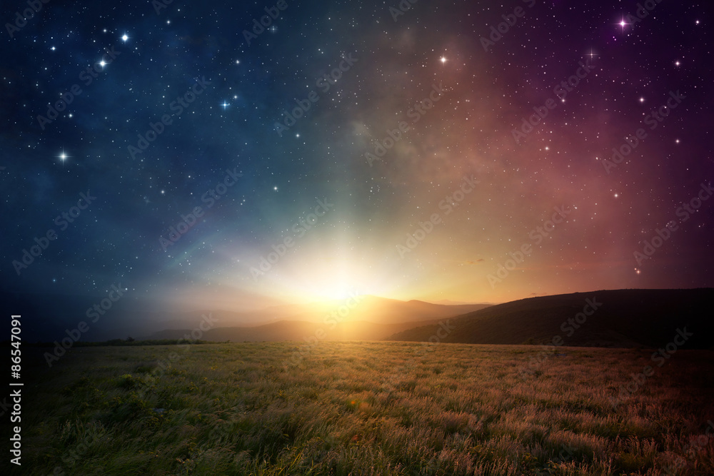 Wall mural space sunrise