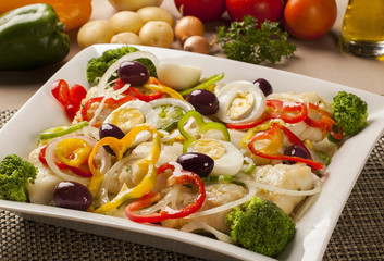 A typical Portuguese dish with codfish called Bacalhau do Porto