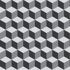 3D Cube on grayscale pattern