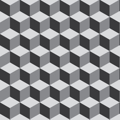 3D Cube on grayscale pattern