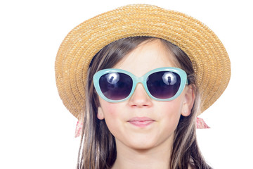 portrait of a pretty little girl with sunglasses