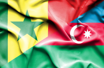 Waving flag of Azerbajan and Senegal