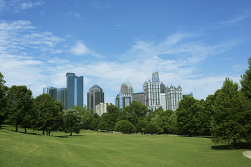 Fototapeta na wymiar Skyline of Midtown Atlanta, Georgia from Piedmont Park