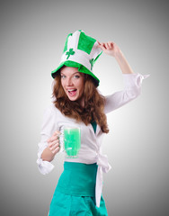 Young girl in saint patrick celebration concept