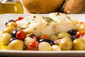 A typical Portuguese dish with codfish called Bacalhau do Porto