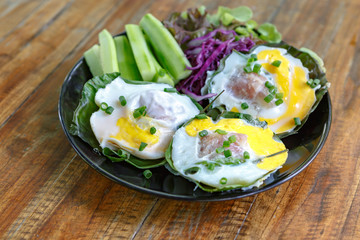 Meat with egg mix food