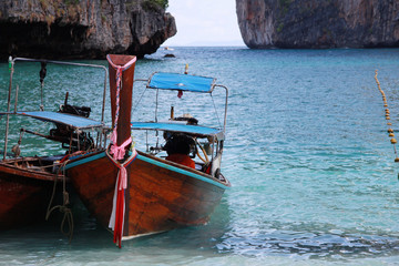 Boats / The long tailed boats at Maya beach, Krabi, Thailand