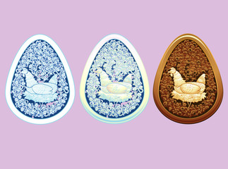 Carved Style Easter Egg Set
