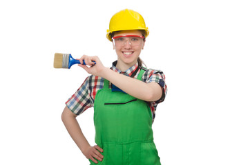 Woman painter isolated on the white