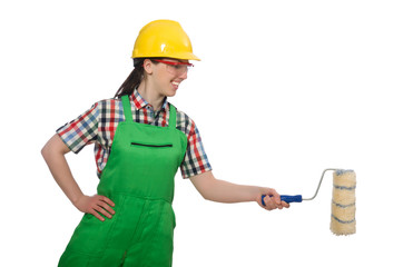 Woman painter isolated on the white