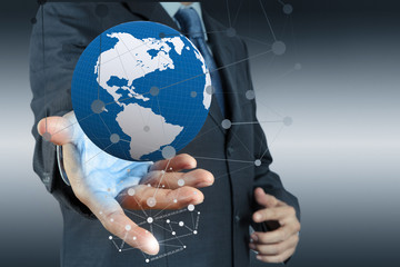  businessman working with new modern computer show social networ