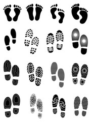 Foot prints icons set
