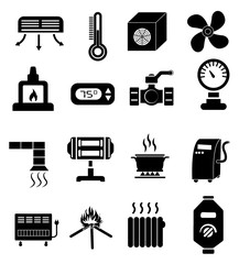 Heating icons set
