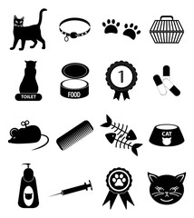 pet cats icons set