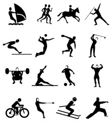 Sports people icons set