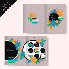 brochure design with flower and stripe