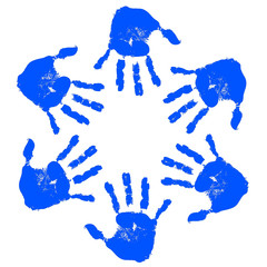 Conceptual children painted hand print isolated