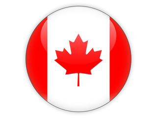 Obraz premium Round icon with flag of canada