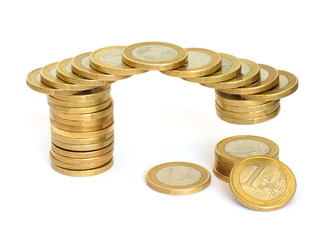 Euro Geb&auml;ude mit L&uuml;cke als Symbol f&uuml;r Krise