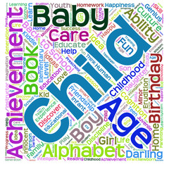 Conceptual child education or family word cloud