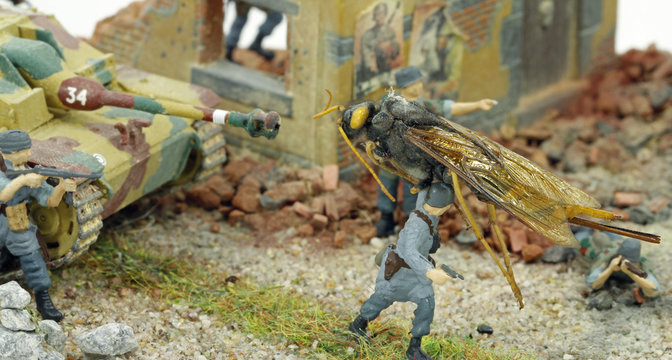 Diorama- milit&auml;rischer Einsatz gegen Rieseninsekten