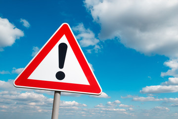 Warning road sign