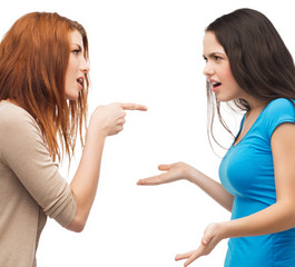 two teenagers having a fight