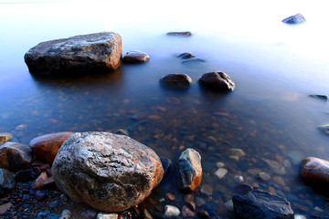 beach stone coast water frozen landscape