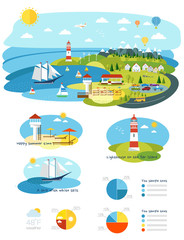 flat landscape infographic picture with graphics