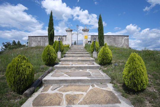 Steps leading to old cemetery in Goriska brda, Slovenia