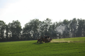 Obraz premium Mountain landscape in the mist on the horizon