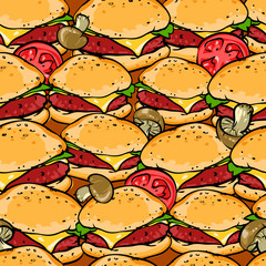 Burger seamless pattern