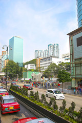 Obraz premium Central Hong Kong highway street traffic and skyline view