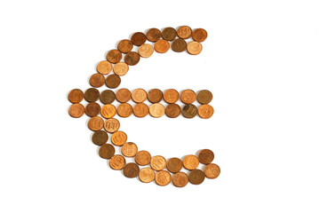 Euro symbol made of coins