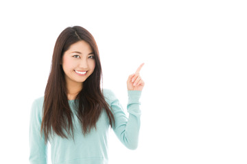 young asian woman on white background
