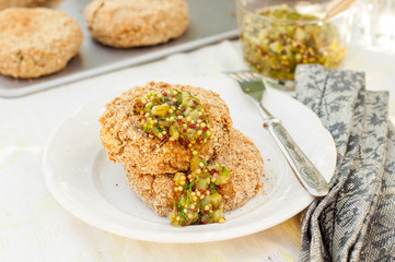 Potato and Pork Patties with Marinated Gherkin Salsa