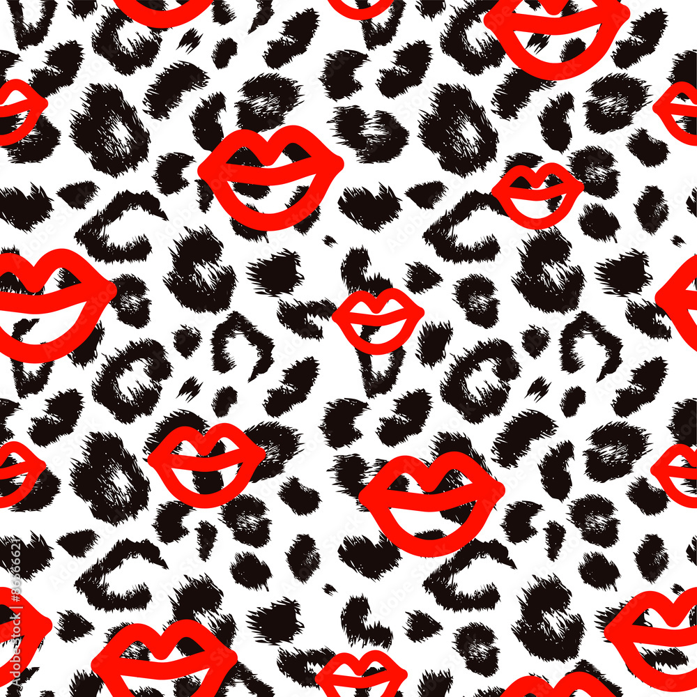 Poster leopard print pattern. repeating background