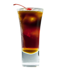  coffee cocktail with syrup and Mulled wine isolated on white