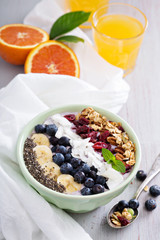 Breakfast smoothie bowl with fruits 