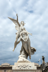 grave sculpture at Poblenou Cemetery in Barcelona, Spain