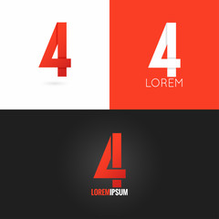 number four 4 logo design icon set background - obrazy, fototapety, plakaty